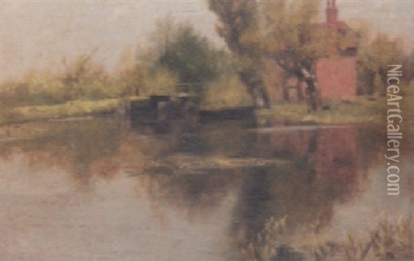 A Mill Near Salisbury Oil Painting - Everton Sainsbury