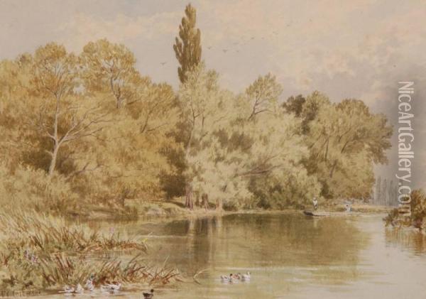 Punt On The Thames At Pangbourne Oil Painting - Francis George Coleridge