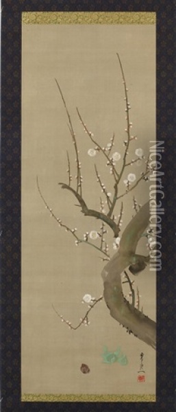 Red And White Plum Blossoms Oil Painting - Kiitsu Suzuki