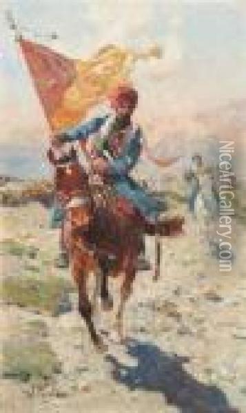 Roubaud, Franz. A Circassian On Horseback Oil Painting - Franz Roubaud
