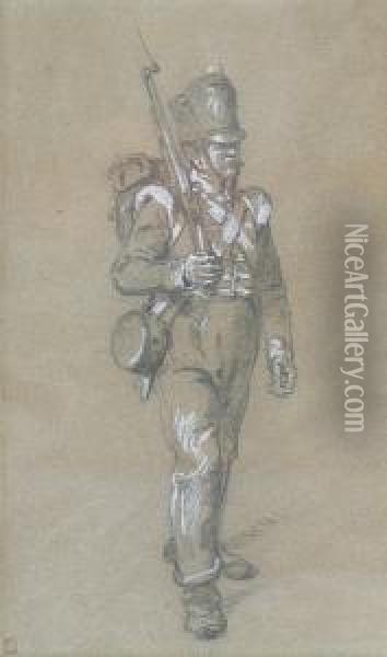 Napoleonic Infantryman Oil Painting - Ernest Crofts