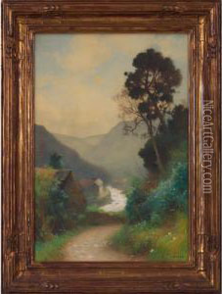 On The River Lyn, Lynmouth, North Devon Oil Painting - Benjamin D. Sigmund