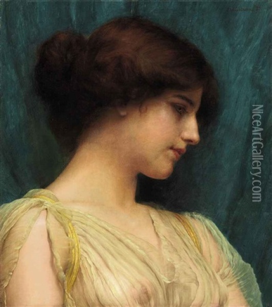 Girl's Head (study) Oil Painting - John William Godward