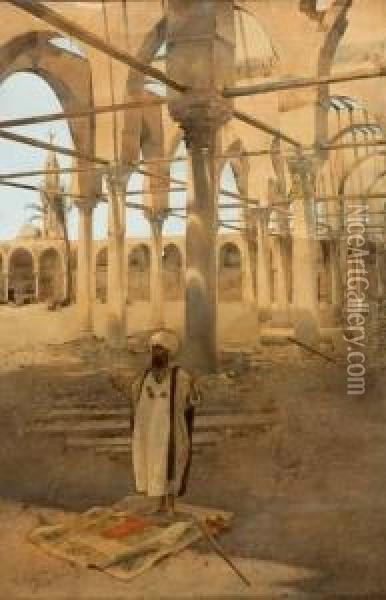 Preghiera Alla Moschea Del Cairo Oil Painting - Raffaele Mainella