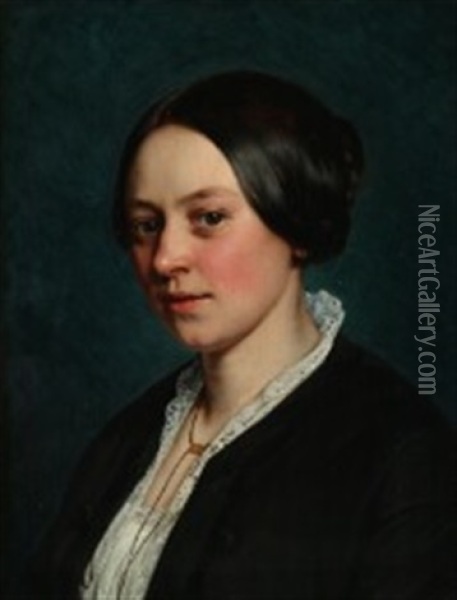 Portrait Of Mrs. Gad, Nee Tvermoe Oil Painting - Jorgen Roed