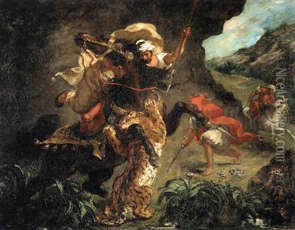 Tiger Hunt Oil Painting - Eugene Delacroix