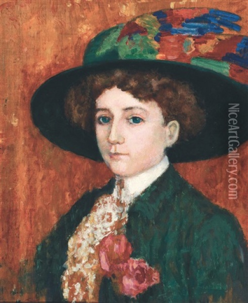 Portrait De Denise Beart Oil Painting - Georges Lemmen