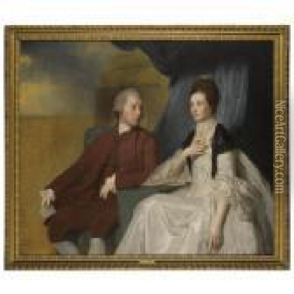 Portrait Of Sir John Chetwode And Lady Chetwode Oil Painting - George Romney