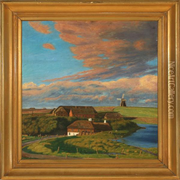 Evening Atmosphere In Denmark Oil Painting - Niels Bjerre