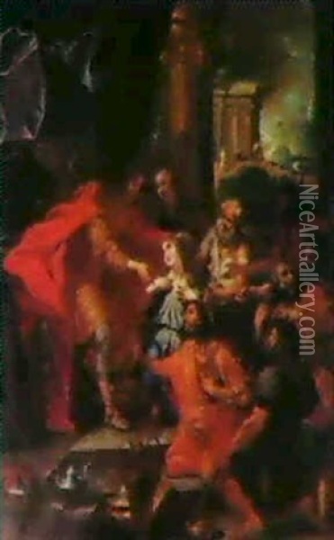 Giuseppe Che Accoglie I Parenti E I Fratelli In Egitto Oil Painting - Charles Dauphin