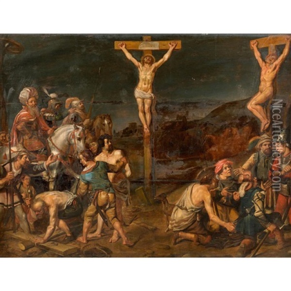 The Crucifixion Of The Thieves Oil Painting - Francois (Vernando) Venant