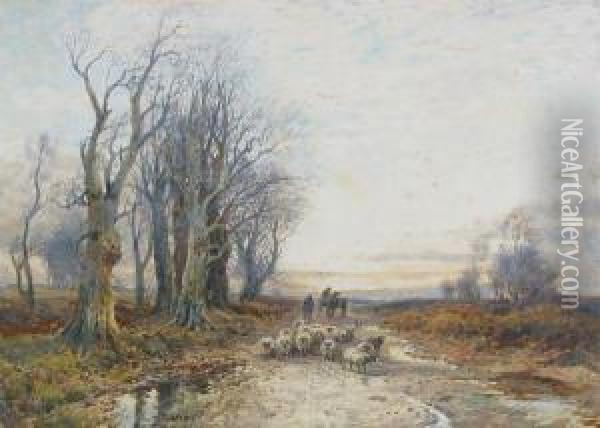 Pastoral Scenes With Shepherd And Sheep Oil Painting - William Manners