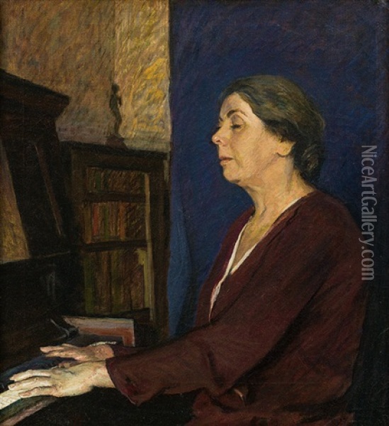 Die Klavierspielerin Oil Painting - Broncia Koller-Pinell