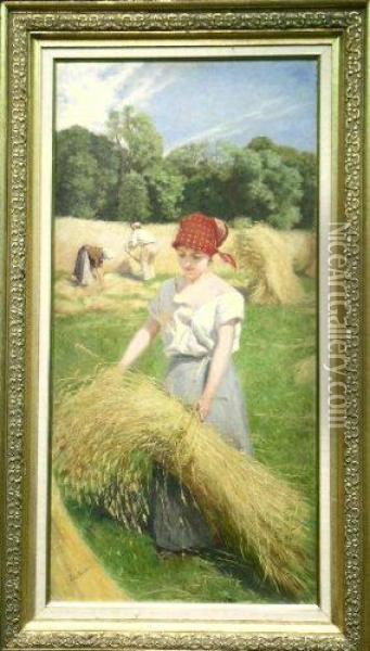 The Harvesters Oil Painting - Paul-Gustave Fischer