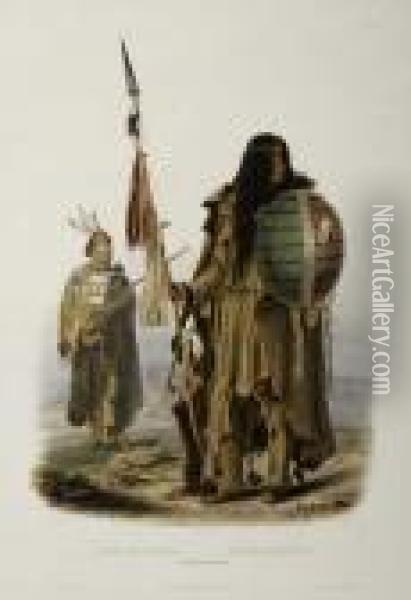 Assiniboin Indians. Tableau 32. Oil Painting - Karl Bodmer