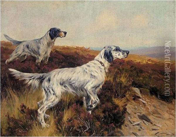 Setters On The Moors Oil Painting - Arthur Wardle