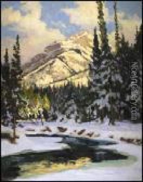 Mount Norquay From Echo River Oil Painting - Maurice Galbraith Cullen