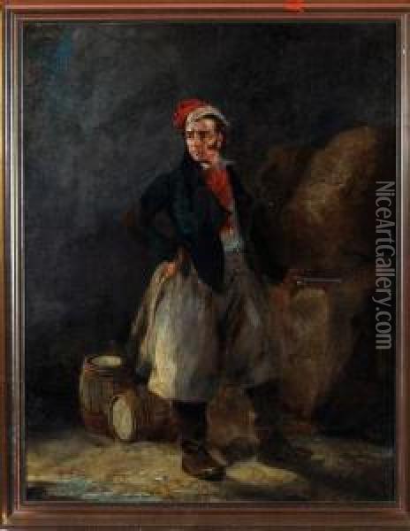 A Smuggler On A Rocky Beach Oil Painting - Henry Perlee Parker