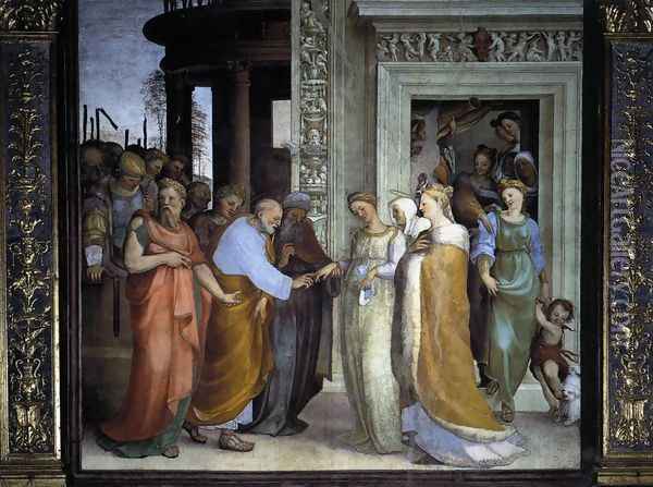 The Betrothal of the Virgin 1518 Oil Painting - Domenico Beccafumi