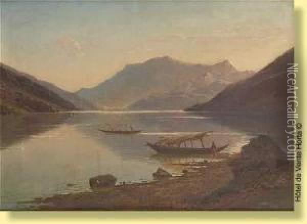 Vue Du Lac A Lugano Oil Painting - Francois Roffiaen