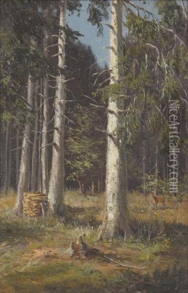 Waldlichtung Mit Reh Oil Painting - Karl Heyden