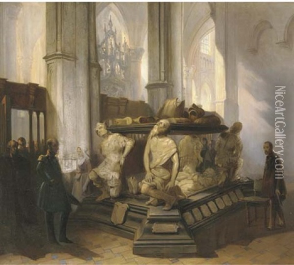 The Prinsenkapel At The Grote Kerk, Breda (collab. W/bernardus Van De Laar) Oil Painting - Jan Hendrik van de Laar