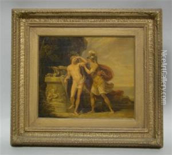 Classical Figures In A Landscape Oil Painting - Giovanni Batista Cipriani