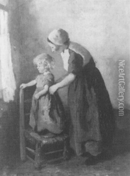 Larens Interieur Met Moeder En Kind Oil Painting - Carolus Johannes Thysen