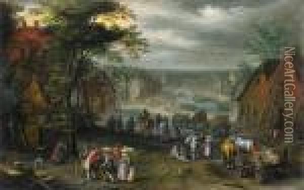 Dorfstrasse Mitkanal Oil Painting - Jan Brueghel the Younger