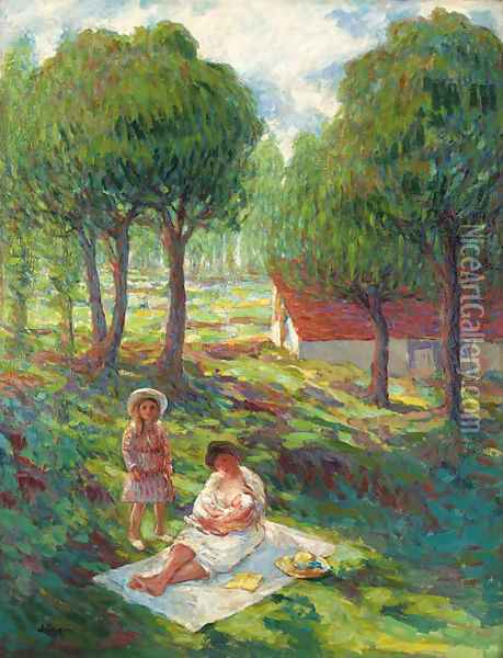 Mre et enfant dans un paysage Oil Painting - Henri Lebasque