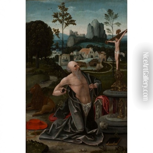 Saint Jerome En Oraison Oil Painting - Jan Wellens de Cock