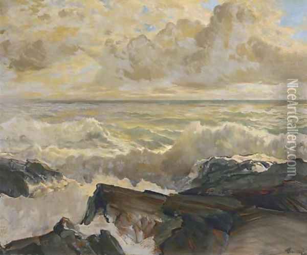 Crashing Surf Oil Painting - Frederick Judd Waugh