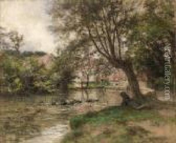 Etang Aux Canards Oil Painting - Leon Augustin Lhermitte