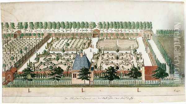 Gardens on the Nieuwe Laan 1701 Oil Painting - Nicolaas Samuel Cruquius