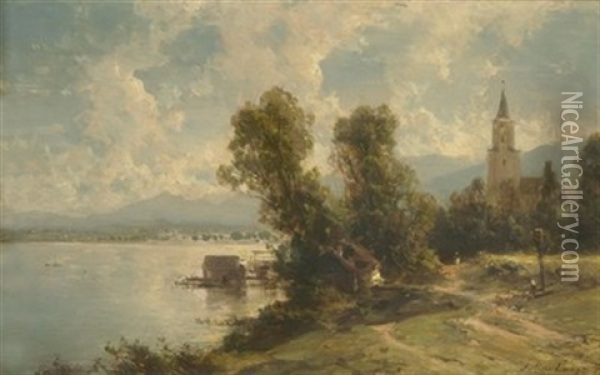 Bei Gollenshausen Am Chiemsee Oil Painting - Julius Lange