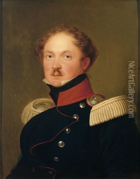 Portrait Von Graf Ernst Heinirch Von Lippe In Der Uniform Eines Oberstleutnants Oil Painting - Franz Seraph Stirnbrand