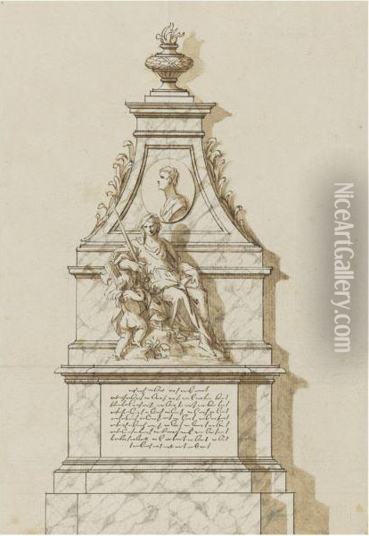 A Design For A Monument To A Young Man Oil Painting - John Michael Rysbrack