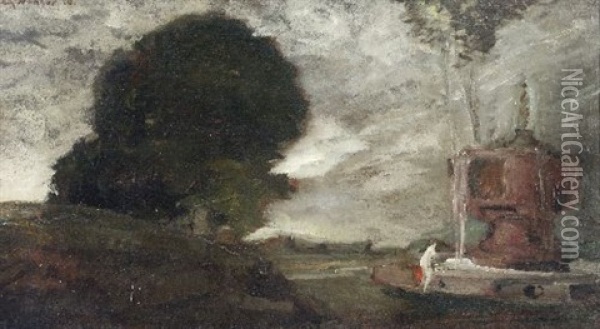 Parklandschaft Mit Brunnen Oil Painting - Franz Naager
