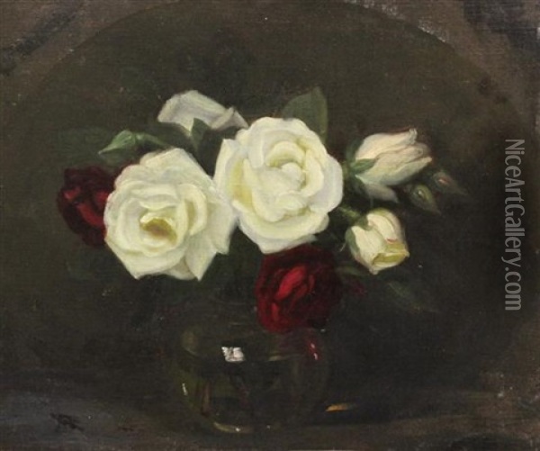 Red And White Roses Oil Painting - Stuart James Park