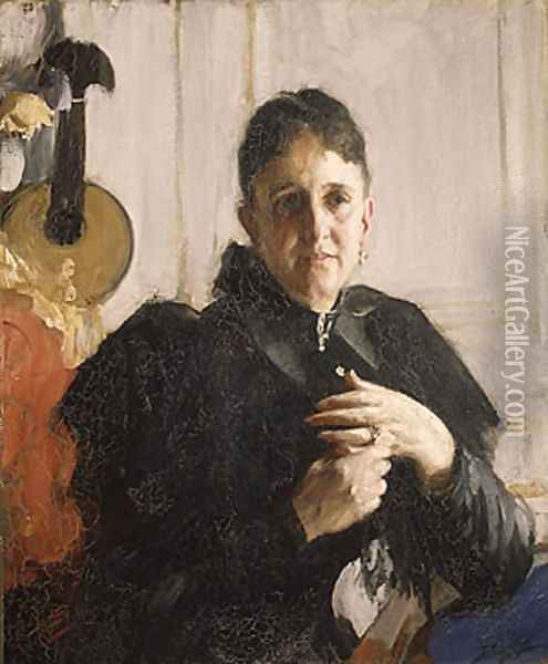 Mrs John Crosby Brown ca 1900 Oil Painting - Anders Zorn