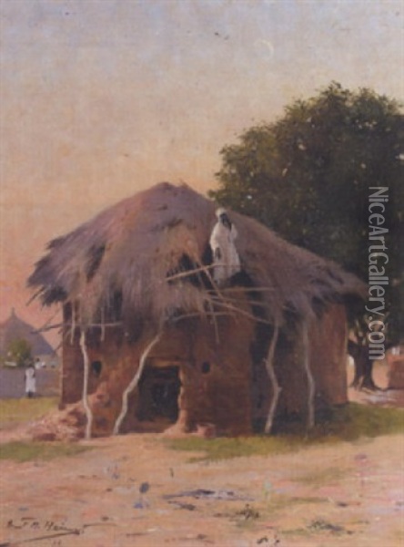 A Village In East Africa Oil Painting - Ernst M. Heims