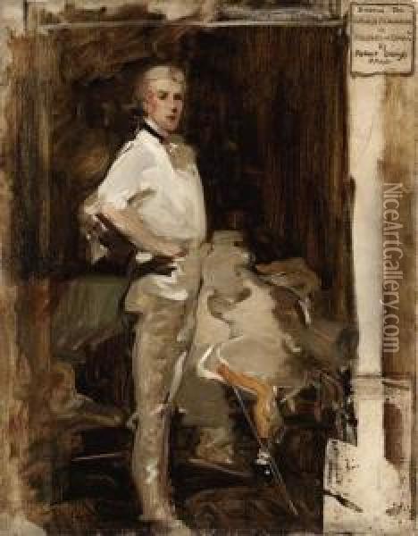 Sir George Alexander As Rudolf Rassendyll In The Prisoner Ofzenda Oil Painting - Robert Brough