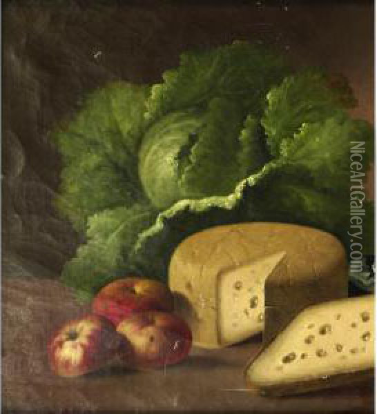 Frutta, Verdura E Formaggio Oil Painting - Francesco Malacrea