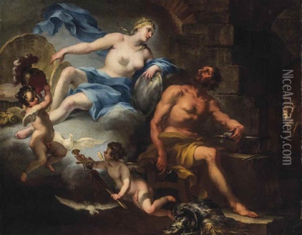 Venus At The Forge Of Vulcan Oil Painting - Jacopo Amigoni