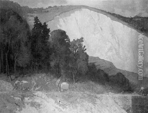 The Chalk Pit, Oxted Oil Painting - Lewis George Fry