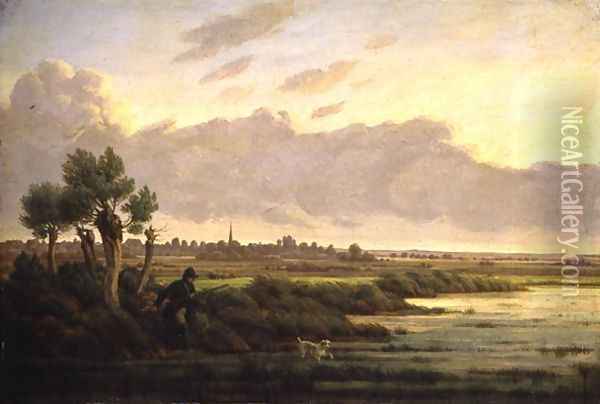 On the Alster at Winterhude, 1834 Oil Painting - Heinrich Stuhlmann