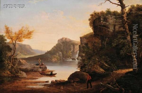 Landscape With Fishermen Oil Painting - Ambrose Andrews