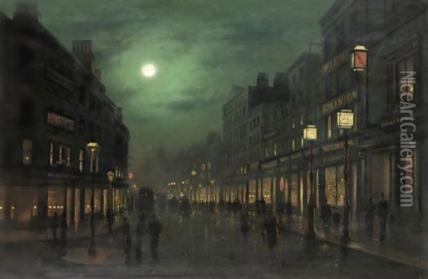 The Strand By Moonlight Oil Painting - Wilfred Jenkins