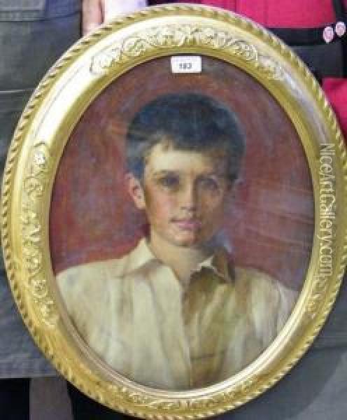 Portrait Of Francis Walter Aged 16. Oil Painting - Edwin Arthur Ward