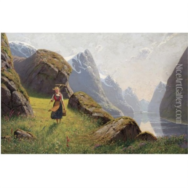 Fra En Norsk Vestlandsfjord Oil Painting - Hans Dahl